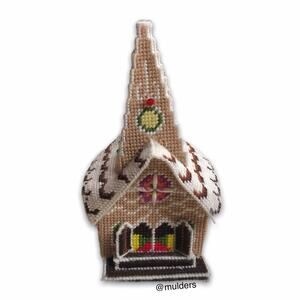 Vintage Needlepoint Handmade Church House Decor